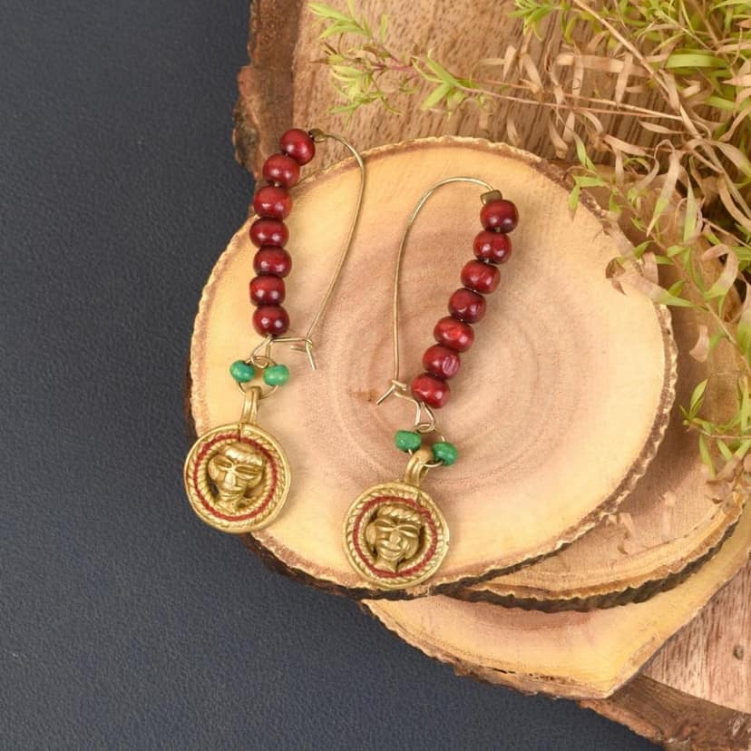 Dokra Empress Loop Handcrafted Tribal Dhokra Earrings (1TMTEARCG01197)
