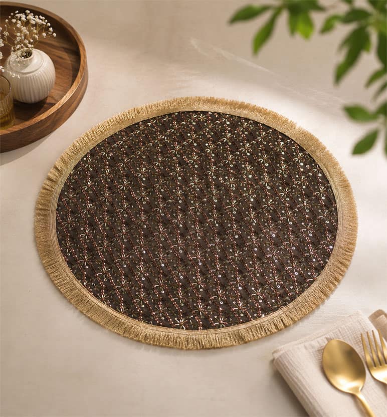 Handcrafted Zari Zardozi Cotton Table Mat