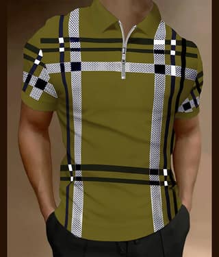 AOOSH Men Cotton Blend Regular Fit Printed Polo T Shirt ( Green )