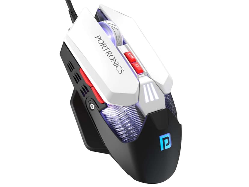 Portronics Vader X upto 12800 DPi, 7 Programmable Button, Customizable RGB Lights, 7000FPS Optical Sensors - Black