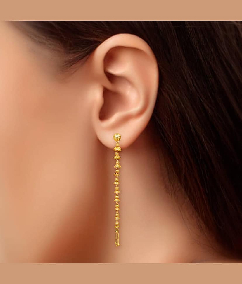 Drashti Collection Golden Threader Earrings ( Pack of 1 ) view 2