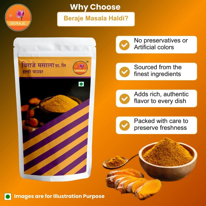 Beraje Masala Organic Turmeric Powder 100g, Haldi Powder view 3