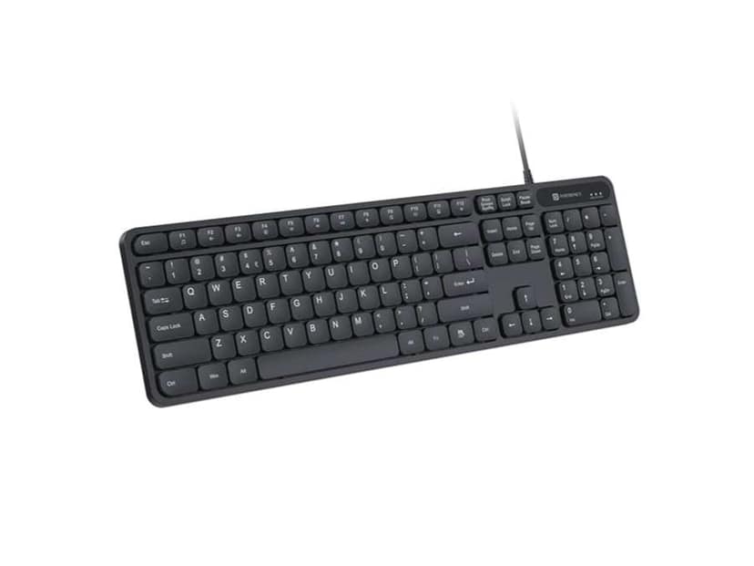 Portronics Ki-Pad 3 USB Wired Keyboard with Large Keycaps, Noise-Free Typing, Fn Multimedia Hotkeys, Full-Size Layout with Num Pad, Ergonomic Design, 1.5m USB Cable, for Laptop, PC, Mac - Black