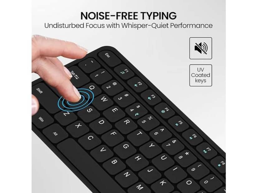 Portronics Ki-Pad 3 USB Wired Keyboard with Large Keycaps, Noise-Free Typing, Fn Multimedia Hotkeys, Full-Size Layout with Num Pad, Ergonomic Design, 1.5m USB Cable, for Laptop, PC, Mac - Black view 3