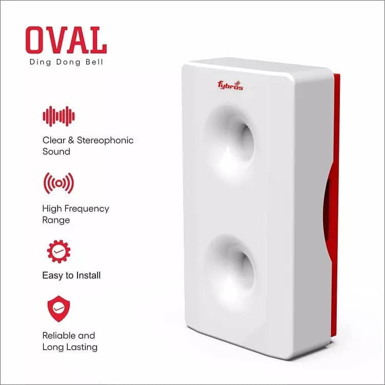 Fybros Bella Red & White Ding Dong Door Bell with Stereophonic Digital Sound, 9005 view 3