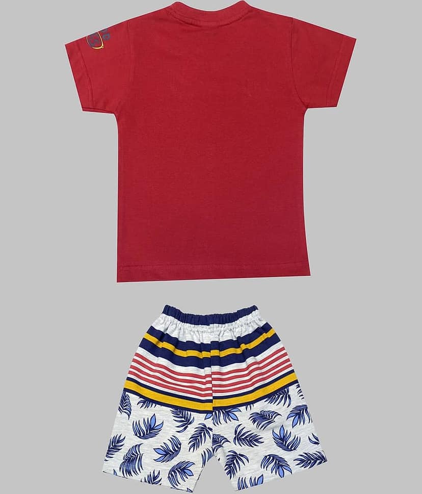 Kideon Pack of 1 Baby Boys 100% Cotton T-Shirt & Shorts ( Red ) view 2