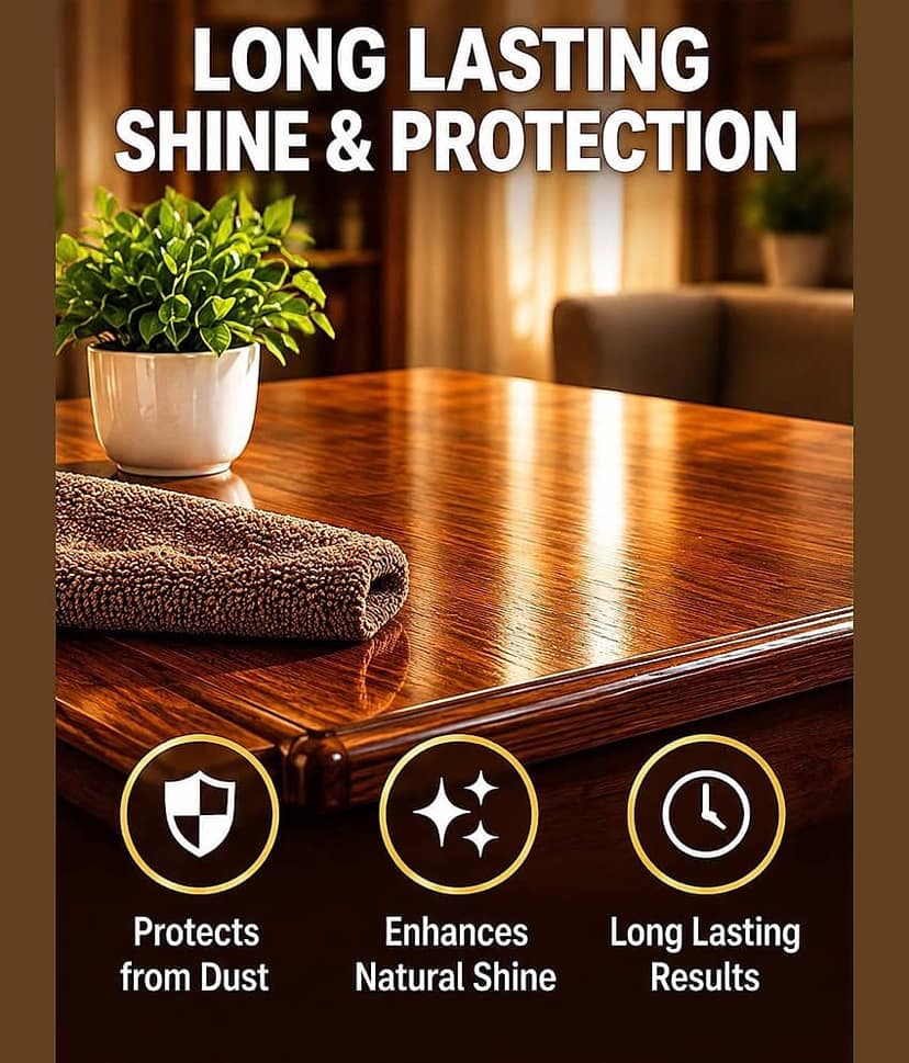Wood Furniture Polish Spray 250ml - Cleans, Shines & Protects Wooden Surfaces & Cabinets view 4