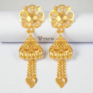 Vivastri Top Trending Alloy Gold Plated Jhumki Earrings for Women & Girls [VIVA2472ERG]