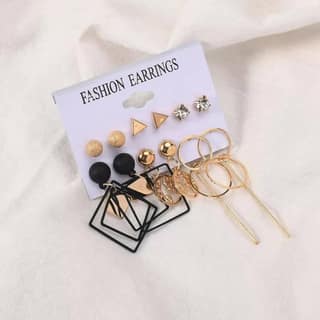 Pinapes Durable & Skin Friendly Gold Pearl Stud Earrings Set (6)