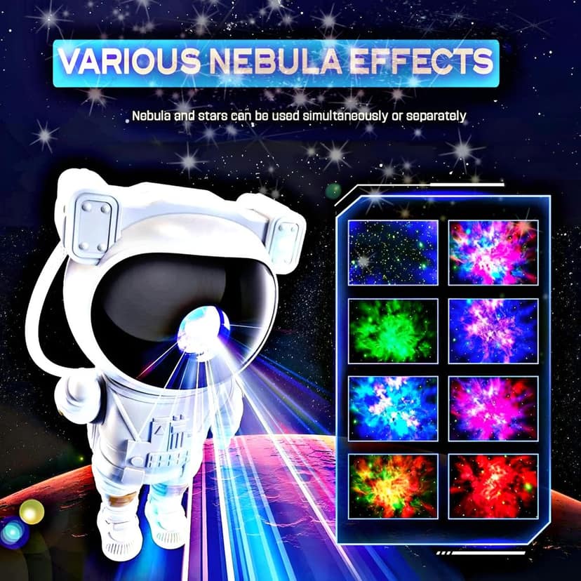Astronaut Galaxy Projector with Remote Control, 360-degree Adjustable Nebula Night Light for Kids, Aesthetic Lamp for Bedroom, Home, Party & Gifts, Timer Settings, Star Projector for Gaming Room Decor view 2