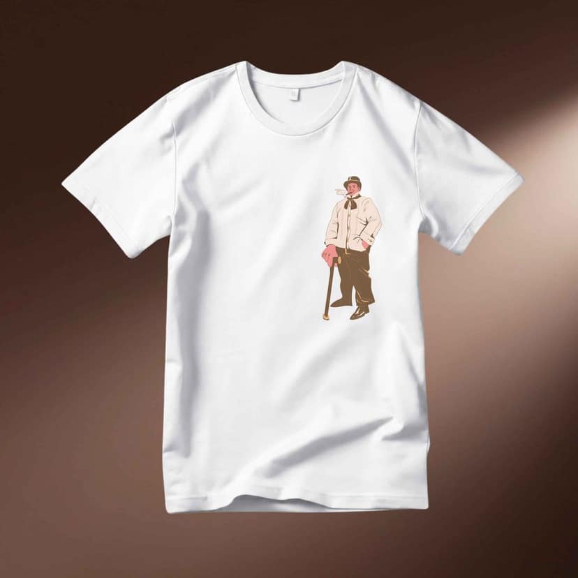 Trishoolin "Retro Gentleman" Anime Theme Graphic T-Shirt | Design 40012MB view 2