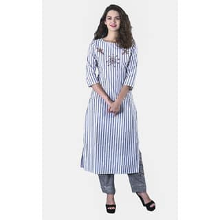 AAIVAN Straight Cotton Kurtis for Women (Gray)