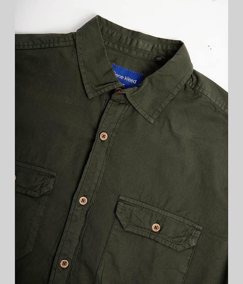 Bene Kleed 100% Cotton Regular Fit Solids Full Sleeves Men's Casual Shirt - Green ( Pack of 1 ) view 6