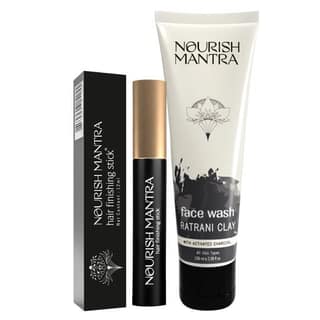 Nourish Mantras Hair Finishing Stick (12g) & Ratrani Clay Face Wash (100ml)/ Hair Finishing Stick for Celebrity like Hair/ Tames frizzy hair & flyaways/ Face wash for Deep Cleansing & Combat
