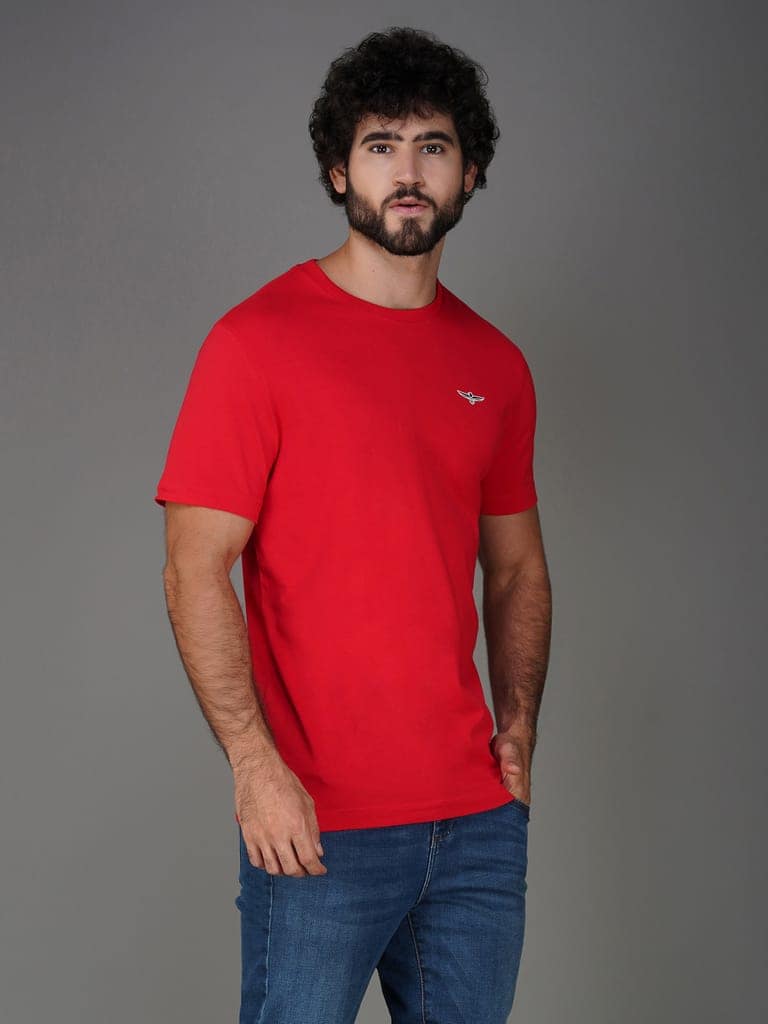 Men's Casual Cotton Jersey Tee Red view 3