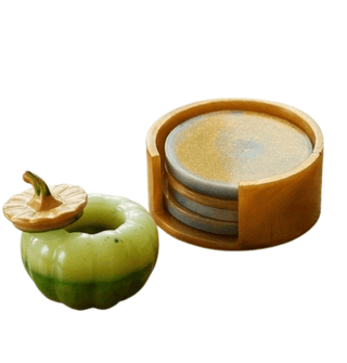The Opulent Curation Set with Resin Coasters and Jade Pumpkin Box