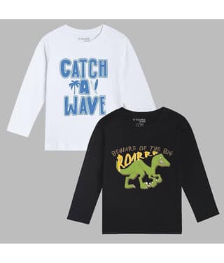 ETCHED DESIGN Pack of 1 Boys Cotton T-Shirt ( Multicolor )