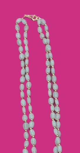 "Stunning Antique Gold Pendant Necklace with Seafoam Green Beads" view 3