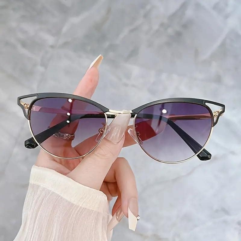 MD Style UV Protected Full Rim Cat Eye Metal Frame Sunglasses/Girls - Women Fashion Sunglasses view 2