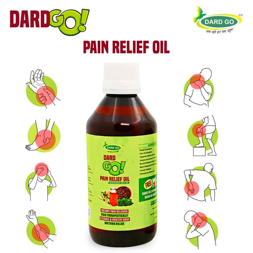 Dardgo Pain Relief Oil | Ideal for Joint Pain, Knee Pain, Neck Pain, Back Pain, Shoulder Pain, Sciatica Pain | Instant Pain Reliever | Ayurvedic & Non-Sticky, 200 ml (Pack of 2) + Roll On (Combo Pack) view 4