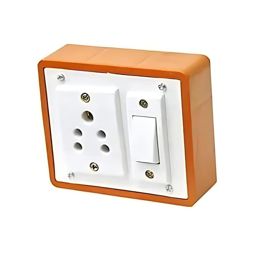 Single Socket Extension Board with Switch and 3-Pin Cable - Brown PVC view 3