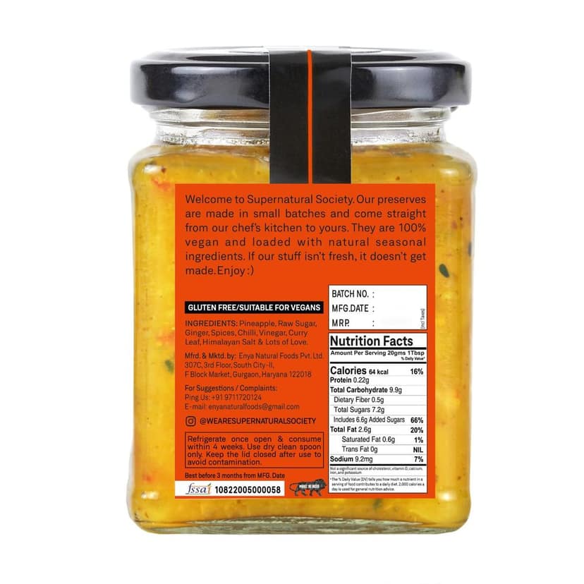 Supernatural Society - Pineapple Curry Leaf Relish 280g | Crafted from Fresh Pineapple and Fragrant Curry Leaves, Infused with Flavorful Spices | Taste The Uniquely Delicious Flavor view 4