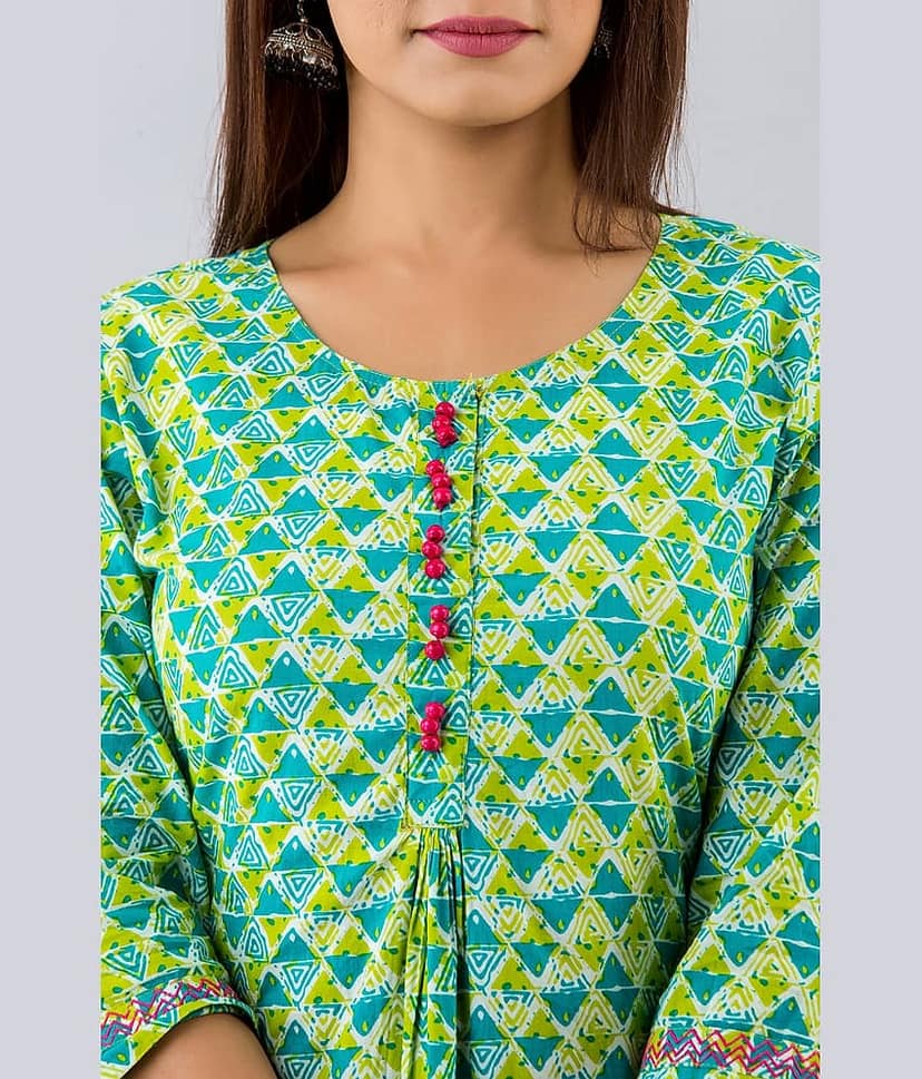 NeshamaKurti - Green Rayon Women's Straight Kurti ( Pack of 1 ) view 2