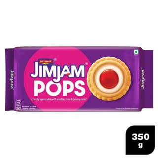 Britannia JimJam Pops crunchy open cookie with vanilla creme & jammy center 350 g