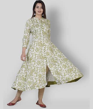 JC4U - Green Rayon Women's Front Slit Kurti ( Pack of 1 )