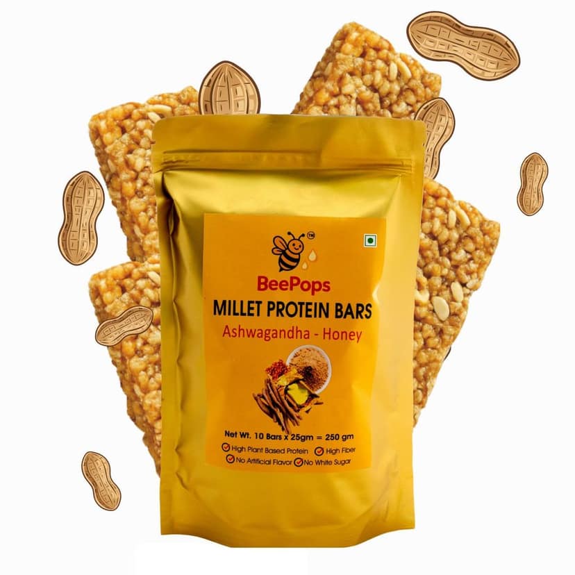 BeePops Super Savor Protein Bars Ashwagandha- Honey (5NX25G)