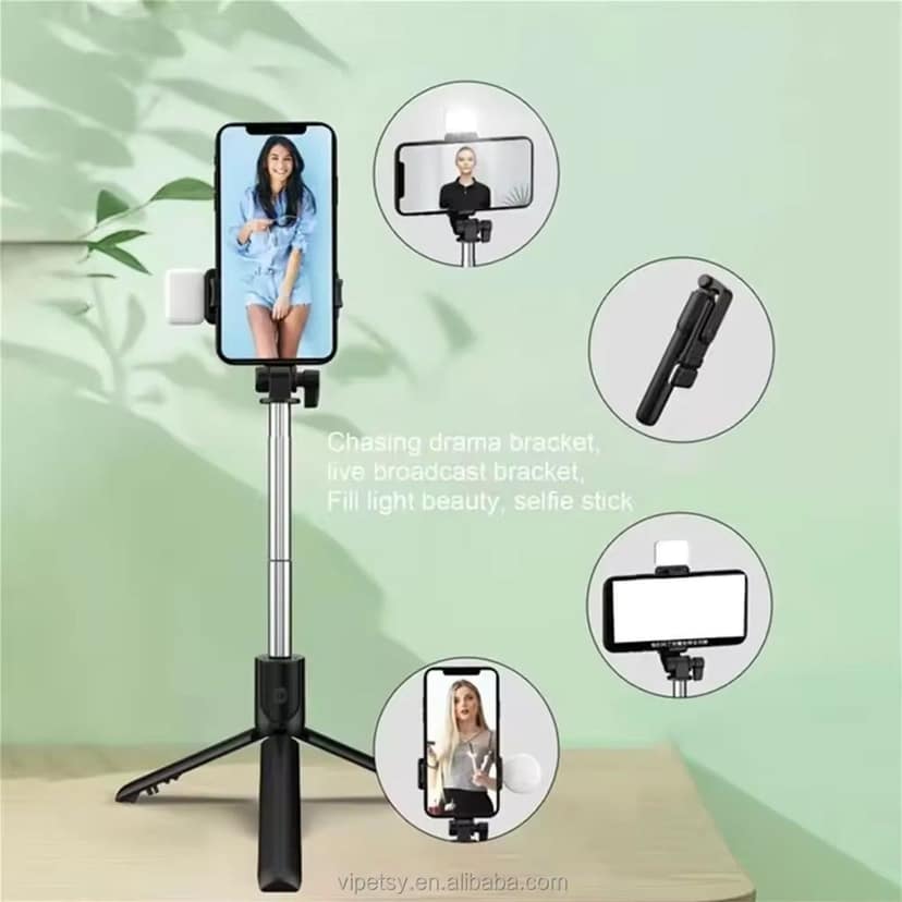Portable Foldable Selfie Stick with Remote Control, 3-Axis Tripod Hand Stabilizer for Smartphones, TikTok Vlog YouTuber Video Recording (1 Pc) view 8