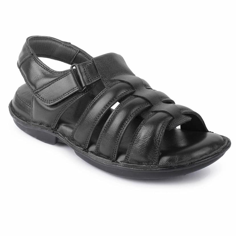 FEATHER LEATHER Genuine Leather Comfortable Sandals & Floaters - Stylish & Flexible Sandals For Men (UK 6 to UK 10)