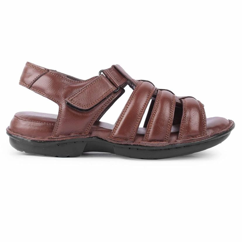 FEATHER LEATHER Genuine Leather Comfortable Sandals & Floaters - Stylish & Flexible Sandals For Men (UK 6 to UK 10) view 10
