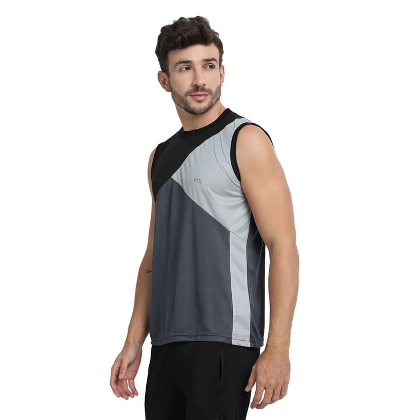 FTX Men Colorblock Round Neck Sleeveless Tshirt view 4