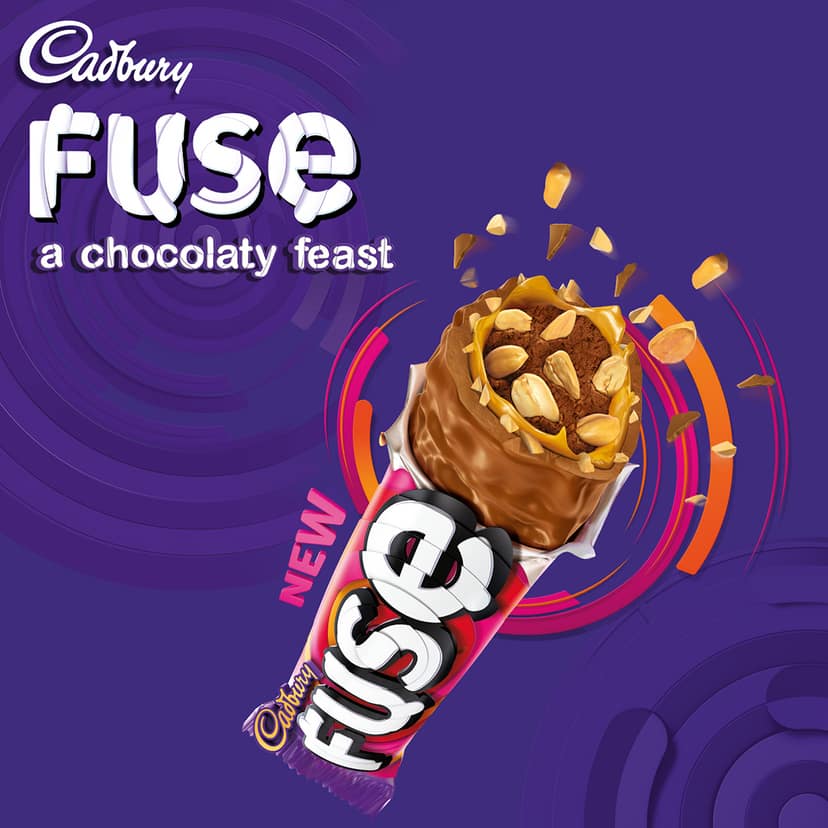 Cadbury Fuse Peanut & Caramel filled Chocolate Bar, 43 g view 2