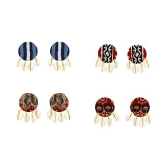 EKAM EK fabric earrings combo in kalamkari and batik fabric for women and girls for casual wear and formal wear set of 4 pairs