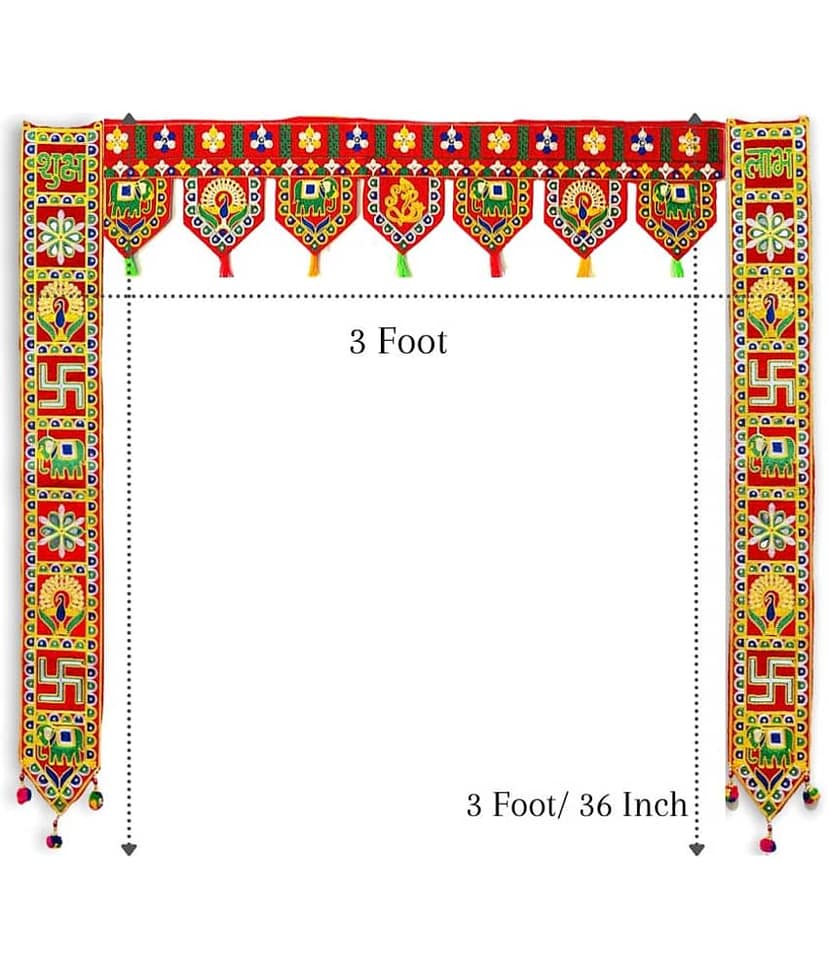 TORNORY Traditional Bandarwal Toran 3 ft Multi ( Pack of 3 ) view 2