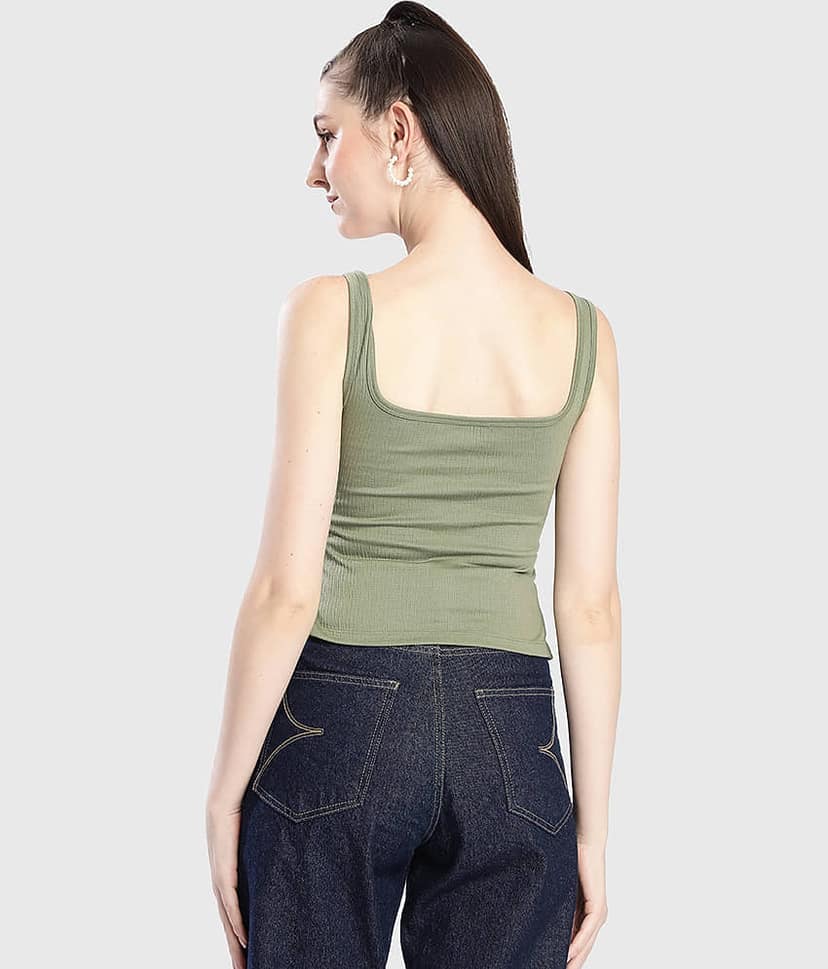 Bene Kleed Women's Cotton Blend Drawstring Top ( Green ) view 5