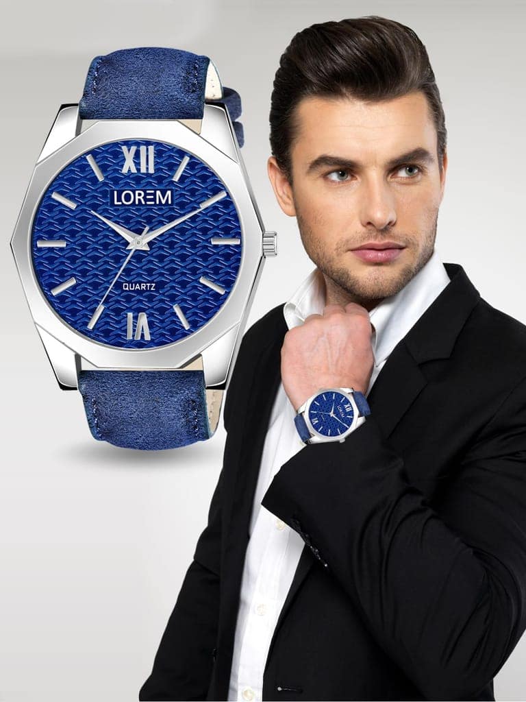 LOREM 3D Embossed Dial Analog Watch for Men view 6