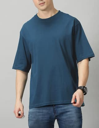 SCOTT FINCHER Men's T-Shirt, Solid Color Short Sleeve Casual Loose Fit Tee Shirt Tops : AA(PARN)TBLUE