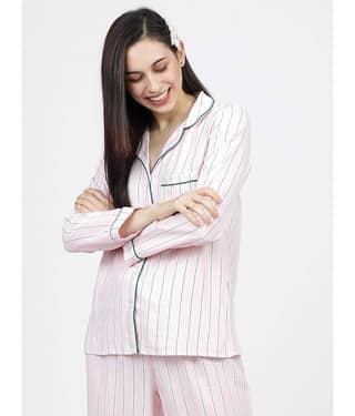 Tokyo Talkies Women Striped Viscose Shirt ( Multi Color )