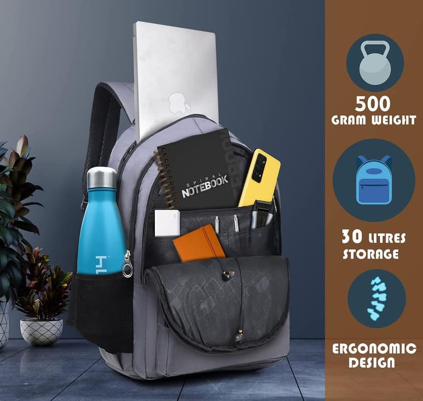 Medium 30 L Laptop Backpack for Men and Women|Unisex|College Bag for Boys and Girls|office |School Bag|Trendy |Stylish (CODE-KLMNA) view 5