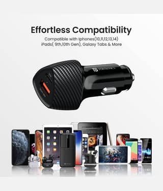 THRIFTKART Car Mobile Charger 48W, PDQuick charger Black