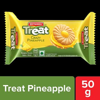 Britannia Treat Crazy Pineapple Cream Biscuit - Ready To Eat, 50 G