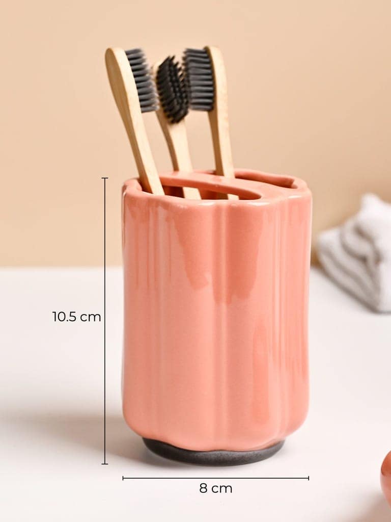 VON CASA 3Pcs Peach Printed Ceramic Bathroom Set view 4