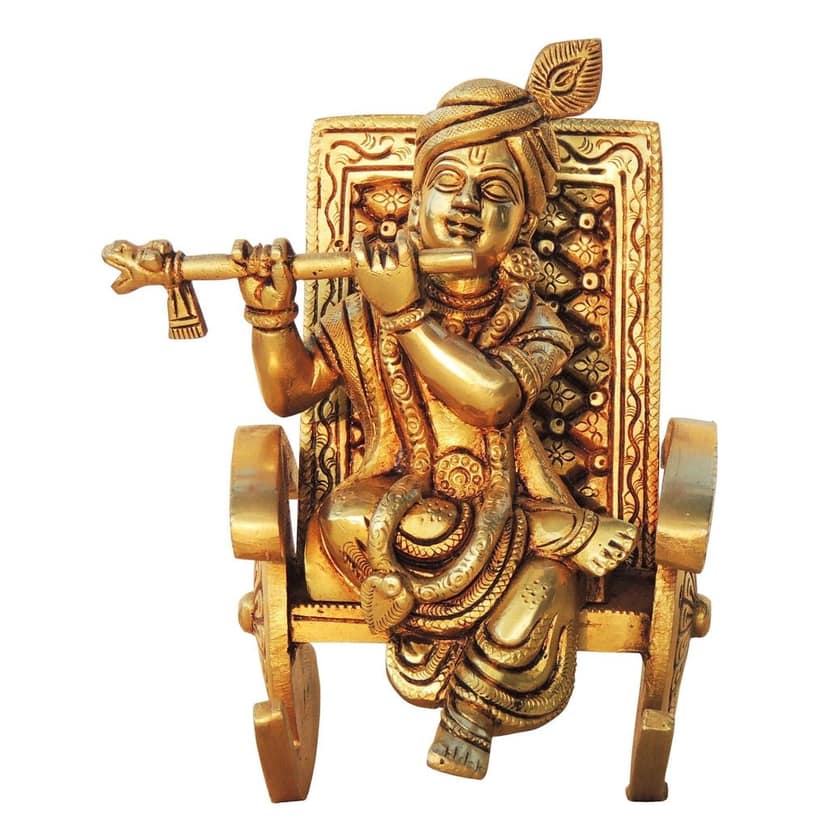 Brass Showpiece Krishna With Chair God Idol Statue (BSMAS1777 D) view 2