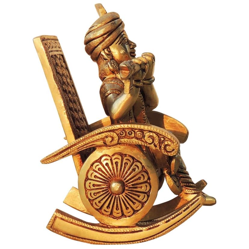 Brass Showpiece Krishna With Chair God Idol Statue (BSMAS1777 D) view 3