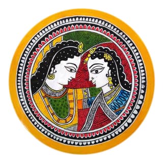 Madhubani Painting on Round MDF DIY Kit by Penkraft