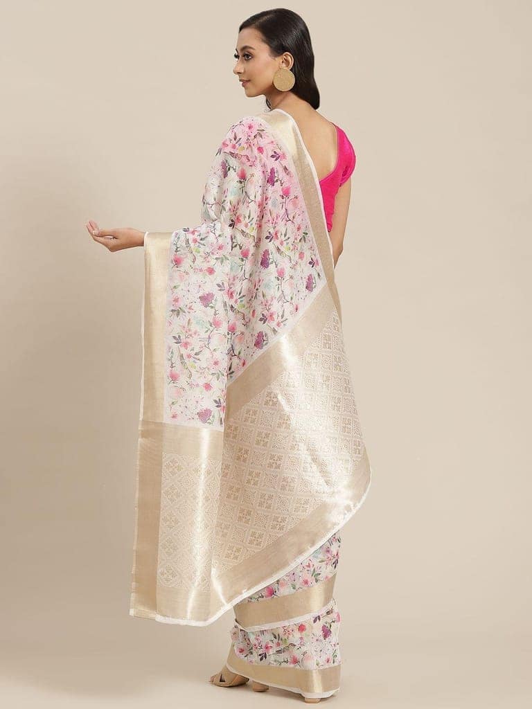 Women's Digital Printed Saree With Unsticthed Blouse Piece view 2