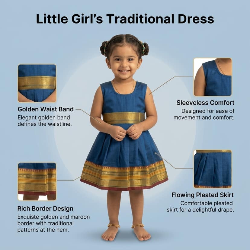 Mom and Me Baby Girls Summer Frock Dress (0–5 Years) | Soft Acrylic Cotton with Pure Cotton Lining | Sleeveless Round Neck | Lightweight & Breathable (in, Age, 12 Months, 18 Months, Regular, Blue) view 4